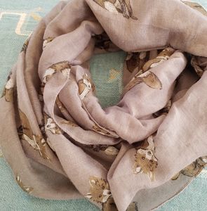 Fox Print Infinity/Circle Scarf Gray